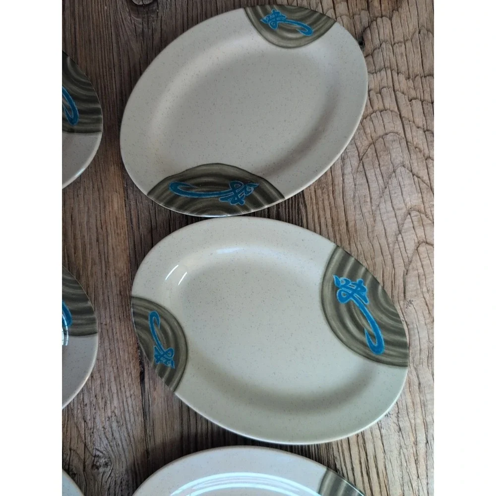 Tai Hong Wei Ware No 1609 Six 9" X 6.5" Oval Sushi Appetizer Plates (6) - Picture 4 of 16